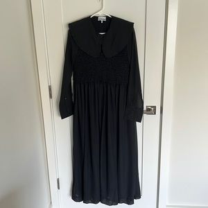 GANNI dramatic black long sleeve prairie dress